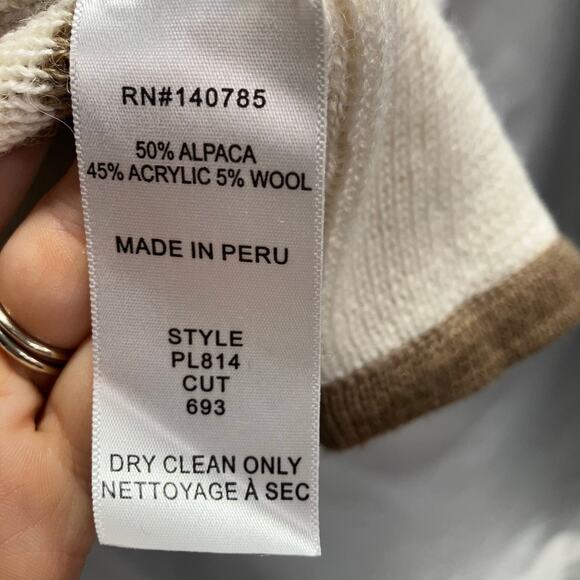 Brochu Walker Open Front Sweater Womens One Size Knit Brown Cream Luxury - Picture 8 of 15